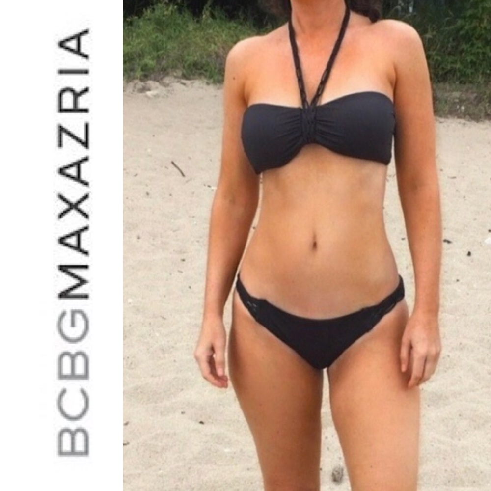 NWT BCBGMaxAzria sexy black bikini top & bottoms S
